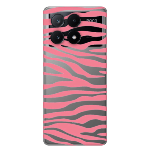 Xiaomi Poco X6Pro 5G Pink Zebra Transparent Silicone TPU Θήκη