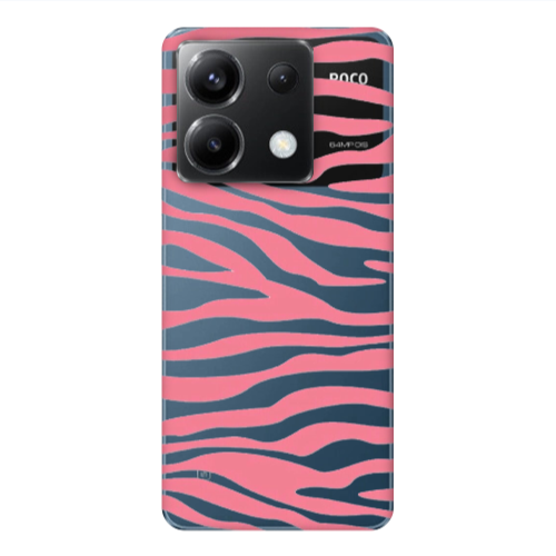 Xiaomi Poco X6 5G Pink Zebra Transparent Silicone TPU Θήκη