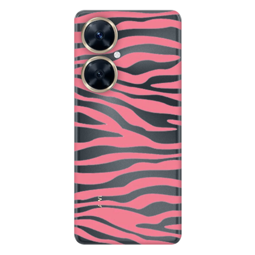 Huawei Nova 11i Pink Zebra Transparent Silicone TPU Θήκη