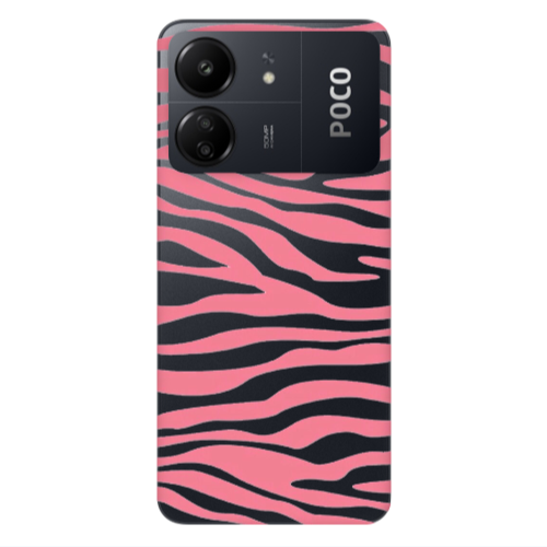Xiaomi Poco C65 Pink Zebra Transparent Silicone TPU Θήκη