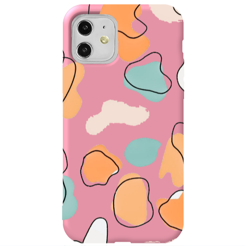 Apple iPhone 11  Colorful spots Pink Colored Silicone TPU Θήκη