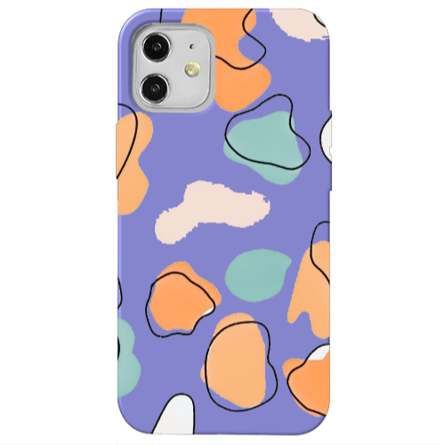 Apple iPhone 12 Colorful spots Purple Colored Silicone TPU Θήκη