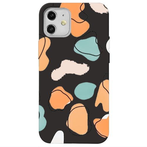 Apple iPhone 12 Colorful spots Black Colored Silicone TPU Θήκη