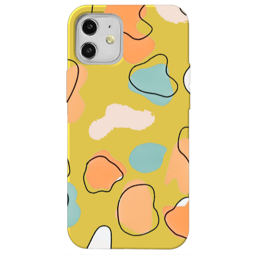 Apple iPhone 12 Colorful spots Yellow Colored Silicone TPU Θήκη
