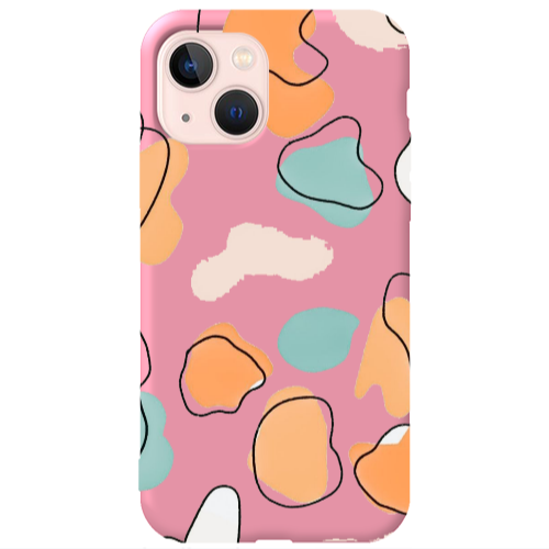 Apple iPhone 13 Colorful spots Pink Colored Silicone TPU Θήκη