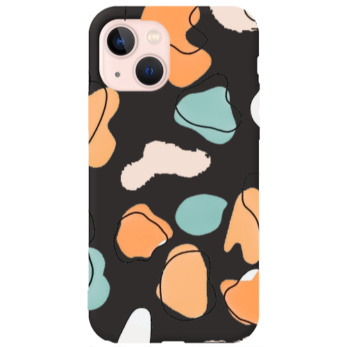 Apple iPhone 13 Colorful spots Black Colored Silicone TPU Θήκη