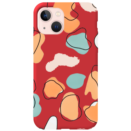 Apple iPhone 13 Colorful spots Red Colored Silicone TPU Θήκη