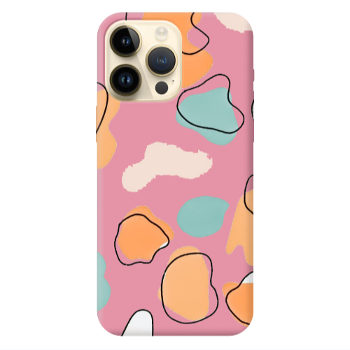 Apple iPhone 13 Pro Max Colorful spots Pink Colored Silicone TPU Θήκη
