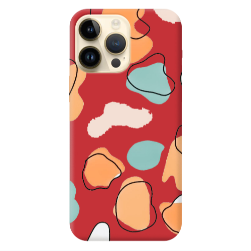 Apple iPhone 13 Pro Max Colorful spots Red Colored Silicone TPU Θήκη