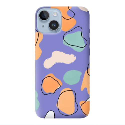 Apple iPhone 14  Colorful spots Purple Colored Silicone TPU Θήκη
