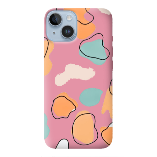 Apple iPhone 14  Colorful spots Pink Colored Silicone TPU Θήκη