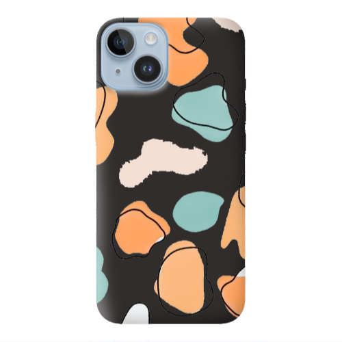 Apple iPhone 14  Colorful spots Black Colored Silicone TPU Θήκη