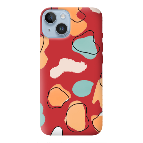 Apple iPhone 14 Plus Colorful spots Red Colored Silicone TPU Θήκη