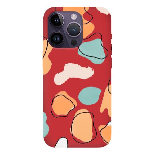 Apple iPhone 14 Pro  Colorful spots Red Colored Silicone TPU Θήκη