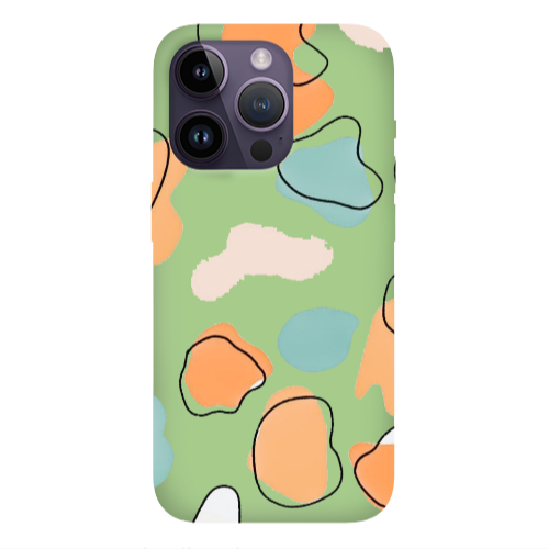 Apple iPhone 14 Pro Max Colorful spots Light Green Colored Silicone TPU Θήκη