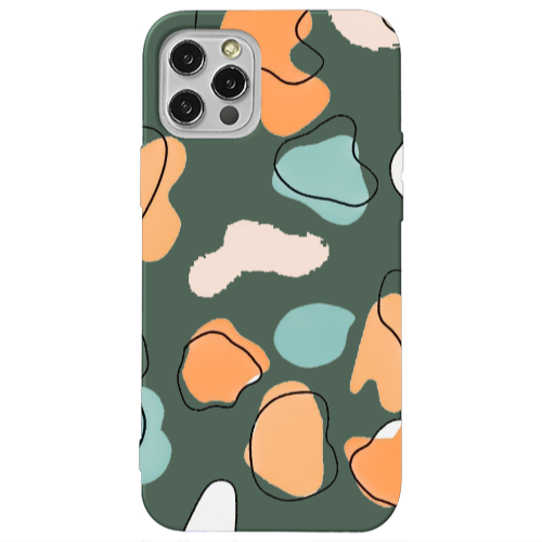 Apple iPhone 13 Pro Colorful spots Dark Green Colored Silicone TPU Θήκη