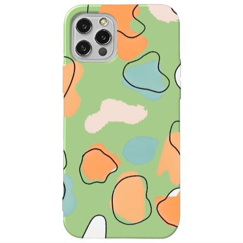 Apple iPhone 12 Pro Max Colorful spots Light Green Colored Silicone TPU Θήκη