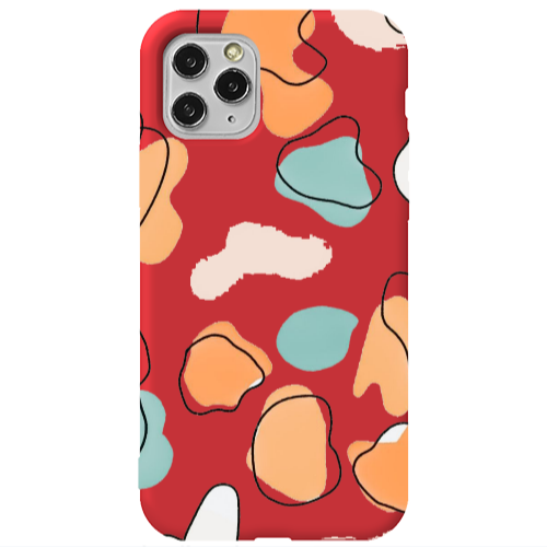 Apple iPhone 11 Pro Max Colorful spots Red Colored Silicone TPU Θήκη
