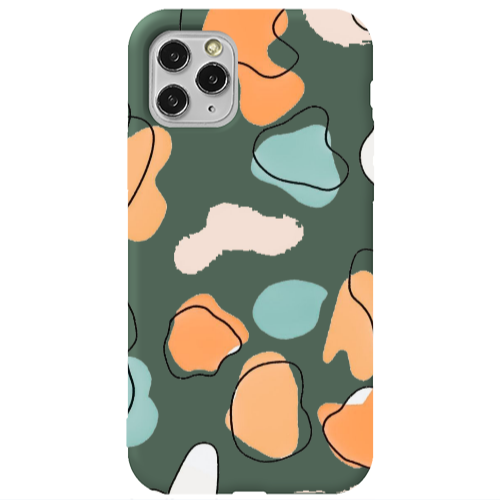 Apple iPhone 11 Pro Max Colorful spots Dark Green Colored Silicone TPU Θήκη