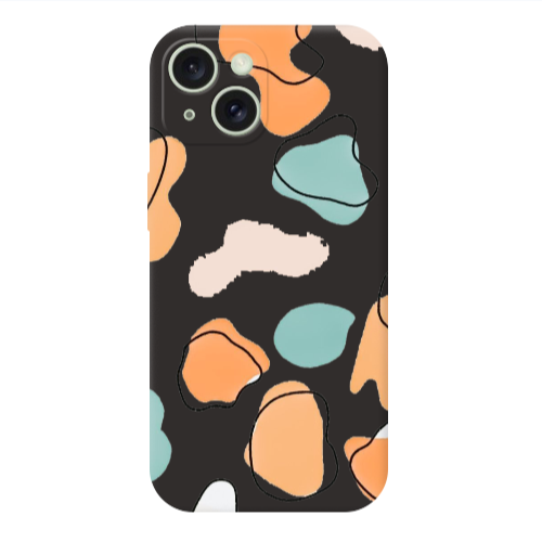 Apple iPhone 15 Colorful spots Black Colored Silicone TPU Θήκη