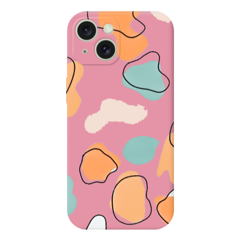 Apple iPhone 15 Plus Colorful spots Pink Colored Silicone TPU Θήκη