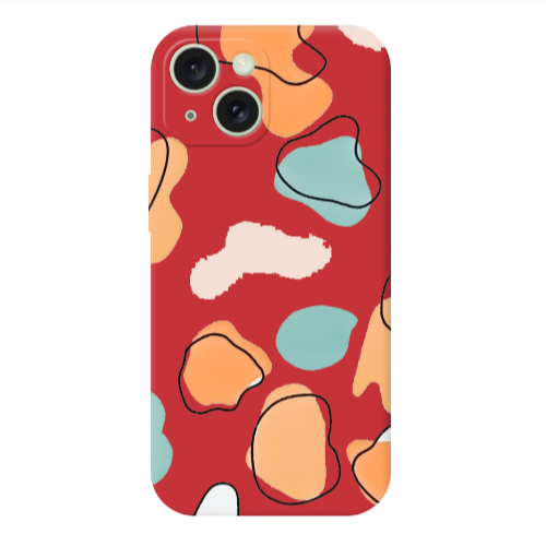Apple iPhone 15 Plus Colorful spots Red Colored Silicone TPU Θήκη