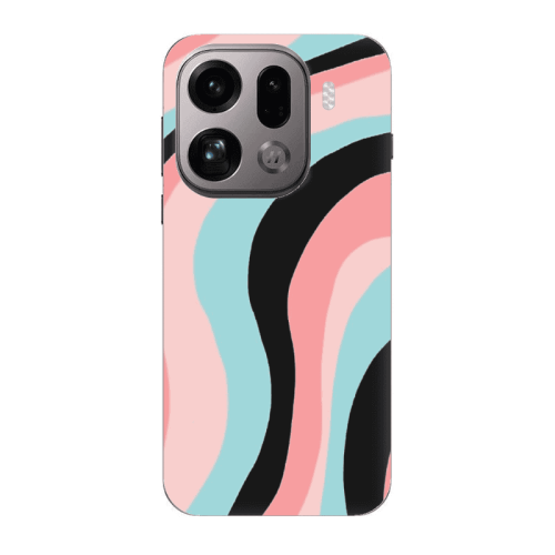 Oppo Find X9 Pro Colored lines Black Colored Silicone TPU Θήκη