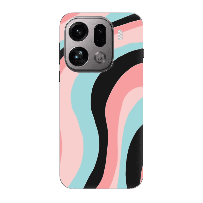 Oppo Find X9 Pro Colored lines Black Colored Silicone TPU Θήκη
