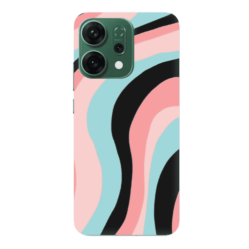 Oppo RENO 14 Colored lines Black Colored Silicone TPU Θήκη