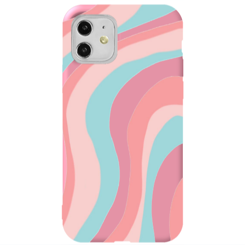 Apple iPhone 11  Colored lines Pink Colored Silicone TPU Θήκη