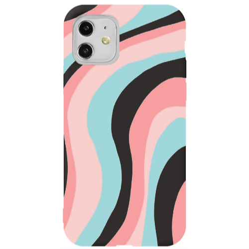 Apple iPhone 11  Colored lines Black Colored Silicone TPU Θήκη
