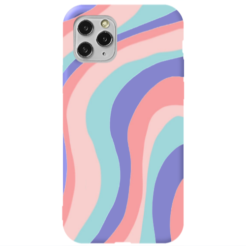 Apple iPhone 11 Pro Colored lines Purple Colored Silicone TPU Θήκη