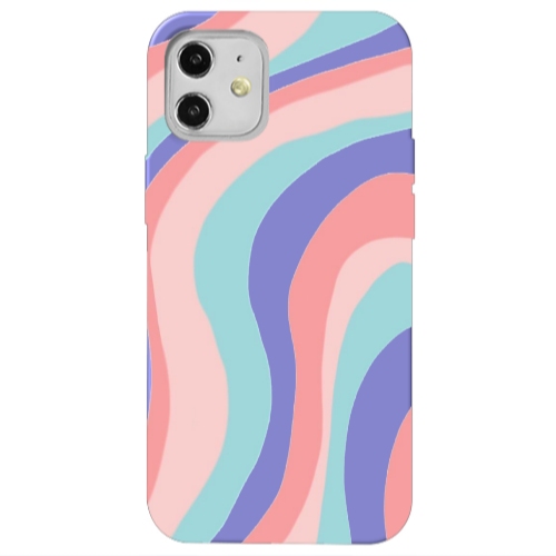 Apple iPhone 12 Colored lines Purple Colored Silicone TPU Θήκη