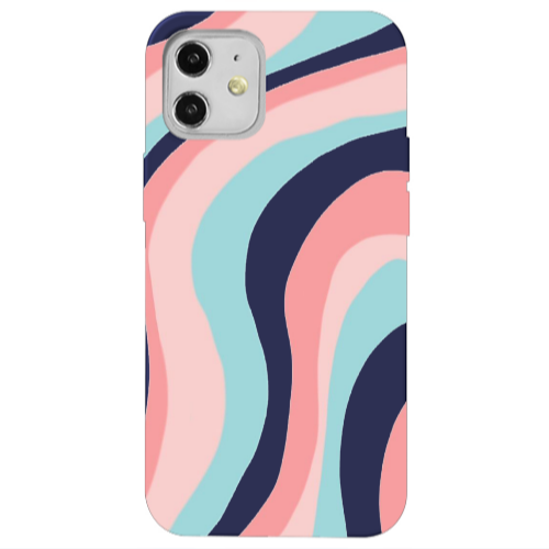 Apple iPhone 12 Colored lines Dark blue Colored Silicone TPU Θήκη