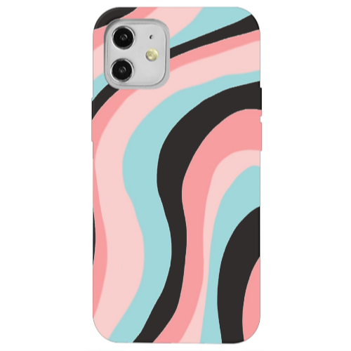 Apple iPhone 12 Colored lines Black Colored Silicone TPU Θήκη