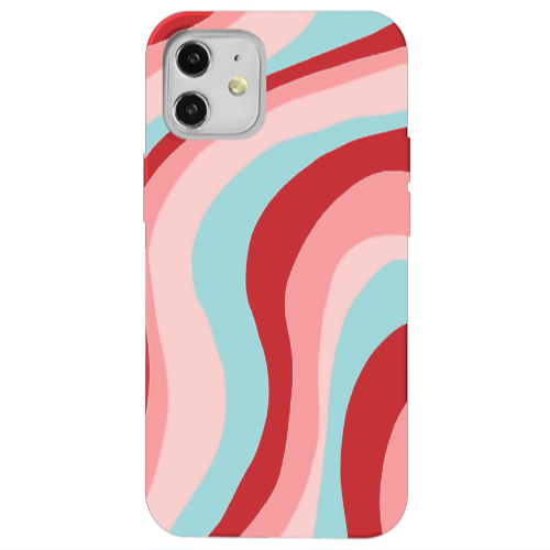 Apple iPhone 12 Colored lines Red Colored Silicone TPU Θήκη
