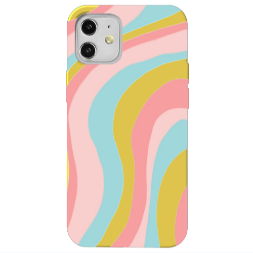 Apple iPhone 12 Colored lines Yellow Colored Silicone TPU Θήκη
