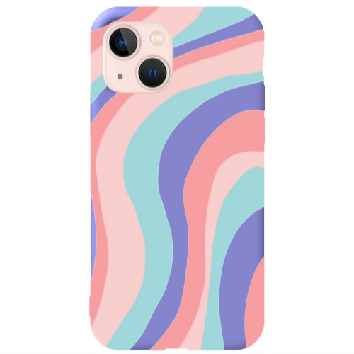 Apple iPhone 13 Colored lines Purple Colored Silicone TPU Θήκη