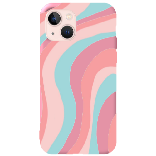 Apple iPhone 13 Colored lines Pink Colored Silicone TPU Θήκη
