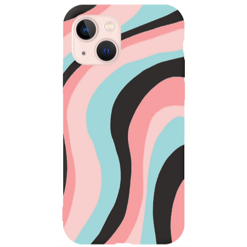 Apple iPhone 13 Colored lines Black Colored Silicone TPU Θήκη