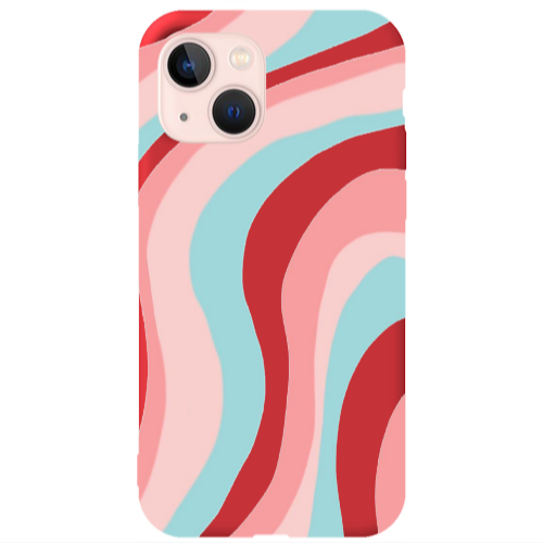 Apple iPhone 13 Colored lines Red Colored Silicone TPU Θήκη