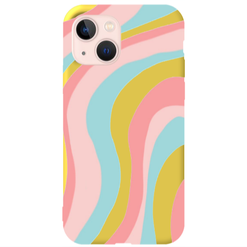 Apple iPhone 13 Colored lines Yellow Colored Silicone TPU Θήκη