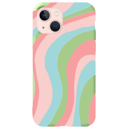 Apple iPhone 13 Colored lines Light Green Colored Silicone TPU Θήκη