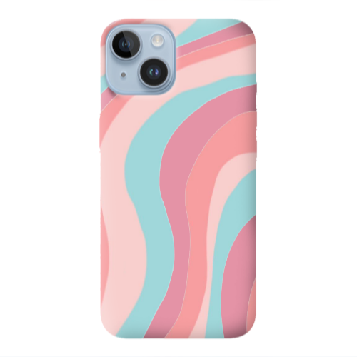 Apple iPhone 14  Colored lines Pink Colored Silicone TPU Θήκη