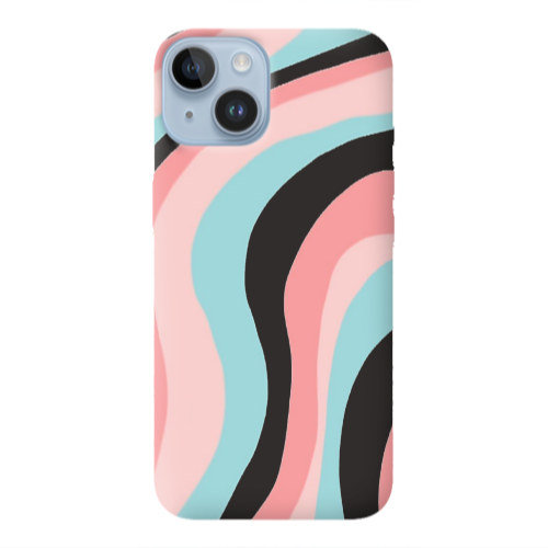 Apple iPhone 14  Colored lines Black Colored Silicone TPU Θήκη