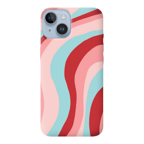 Apple iPhone 14 Plus Colored lines Red Colored Silicone TPU Θήκη