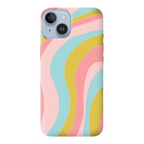 Apple iPhone 14 Plus Colored lines Yellow Colored Silicone TPU Θήκη