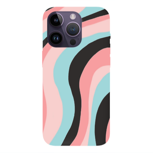 Apple iPhone 14 Pro  Colored lines Black Colored Silicone TPU Θήκη