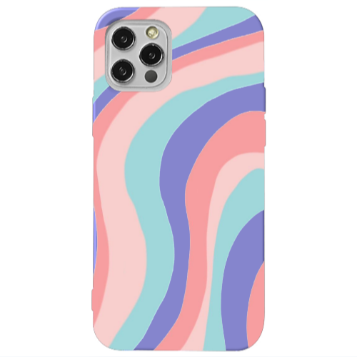 Apple iPhone 13 Pro Colored lines Purple Colored Silicone TPU Θήκη