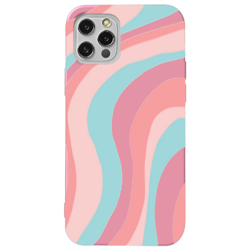 Apple iPhone 13 Pro Colored lines Pink Colored Silicone TPU Θήκη